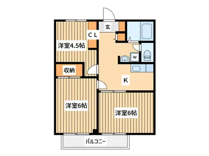 コーポエム&ワイ(3K/2階)の間取り写真