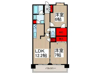 サニーコート川口第3(2LDK/12階)の間取り写真