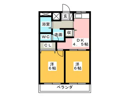 富士光コーポ西小泉(2DK/2階)の間取り写真