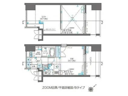 ZOOM目黒(ワンルーム/4階)の間取り写真