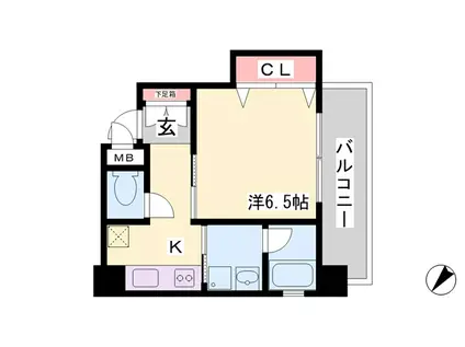 エスティ・ロアール神戸西(1K/10階)の間取り写真