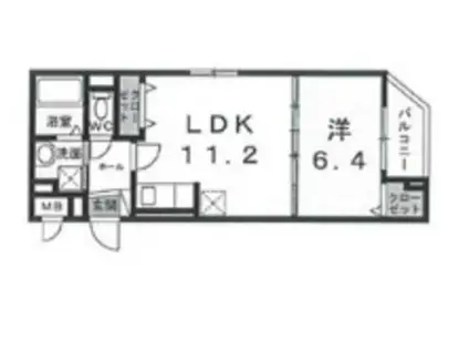 高祖 III(1LDK/3階)の間取り写真