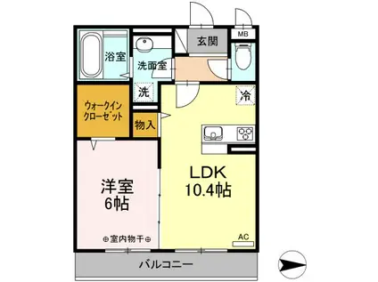 D-ROOM高砂(1LDK/3階)の間取り写真