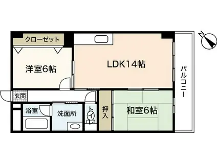 YASUDA BLD 7(2LDK/6階)の間取り写真