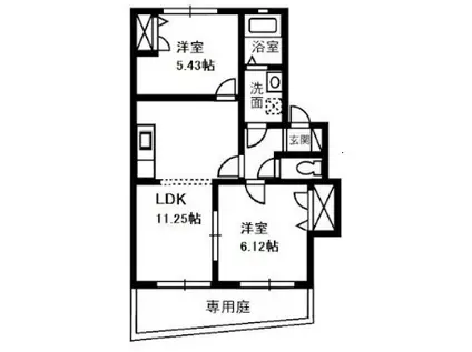 リバーシティー22 A棟(2LDK/1階)の間取り写真