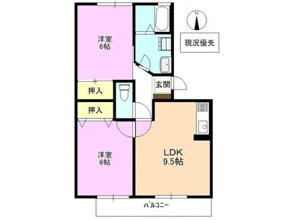 サンヒルズST(2LDK/3階)の間取り写真