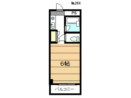 ウエスト(ワンルーム/3階)の間取り写真