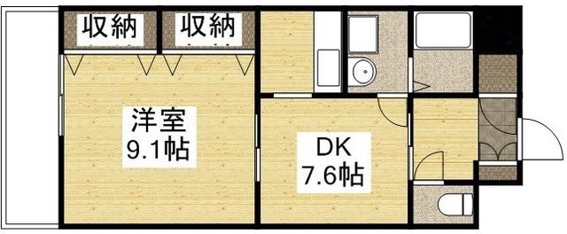 シュバリエブラン壱番館(1DK/2階)の間取り写真