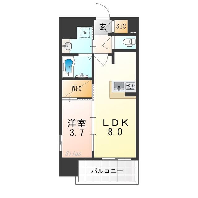 LUXE住吉公園(1LDK/3階)の間取り写真