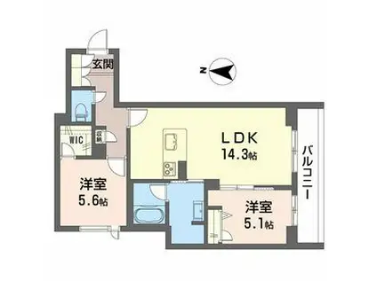 ソサイティ掛尾(2LDK/2階)の間取り写真