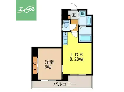 RESIDENCE中川(1LDK/9階)の間取り写真