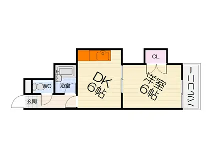 メイプルハウス(1DK/3階)の間取り写真