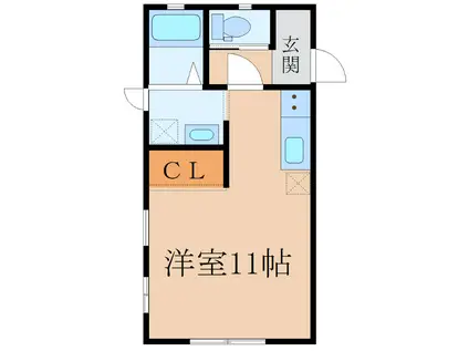 WHITE HOUSE(ワンルーム/2階)の間取り写真