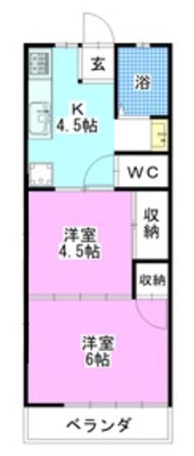 大成レジデンス第2(2K/2階)の間取り写真