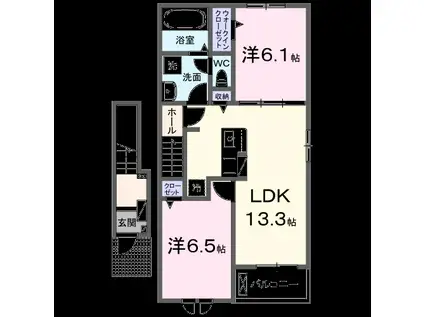 グラン・アルカディアII(2LDK/2階)の間取り写真