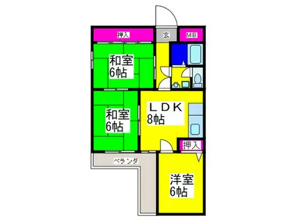 キングスコート(3LDK/2階)の間取り写真