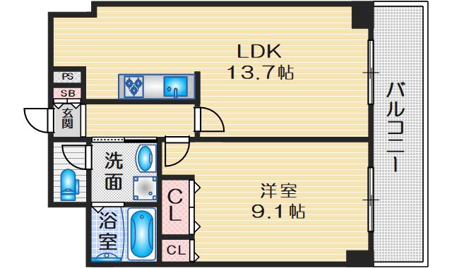 中旺ビル(1LDK/4階)の間取り写真
