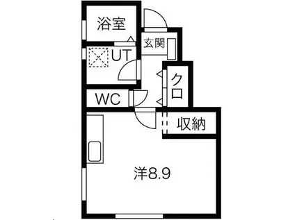 グランクリュ日高見 C(ワンルーム/1階)の間取り写真