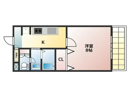 アグレアブルゴトウII(1K/1階)の間取り写真