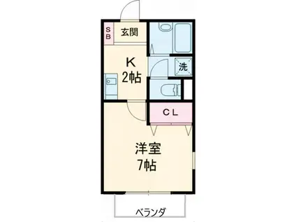グレイス東磯山(1K/2階)の間取り写真