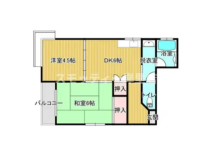 トラスティ浜口(2DK/4階)の間取り写真