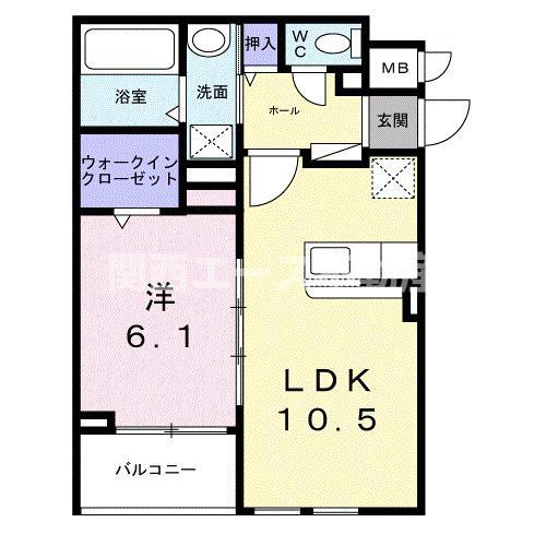 グレース讃良(1LDK/1階)の間取り写真