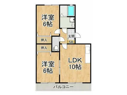 エスポワール長嶺(2LDK/2階)の間取り写真