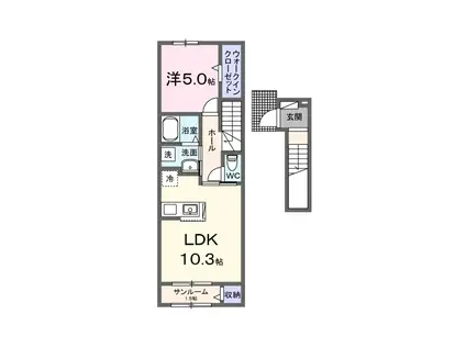 グランデ未来(1LDK/2階)の間取り写真