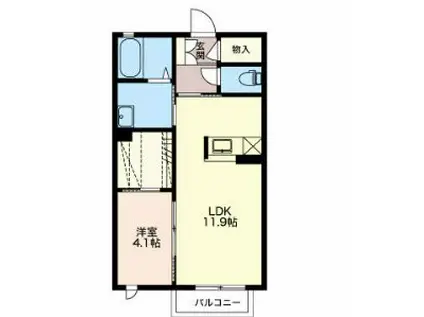 リバーサイドビルズ(1LDK/1階)の間取り写真