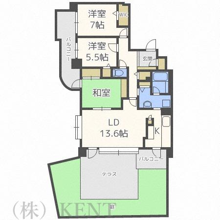 ライオンズマンション円山桜通(3LDK/1階)の間取り写真