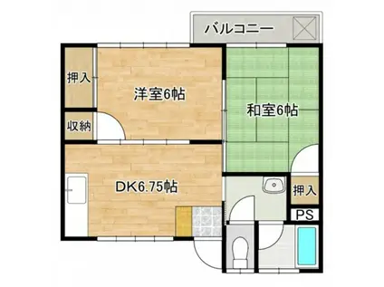 三宅第5アパート(2DK/2階)の間取り写真