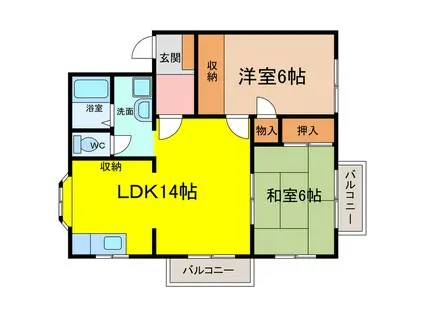 エクセレントメゾン(2LDK/2階)の間取り写真