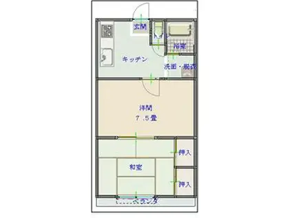 こうげんハイツ(2DK/3階)の間取り写真