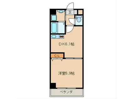 ハイネスト香椎参道(1DK/7階)の間取り写真