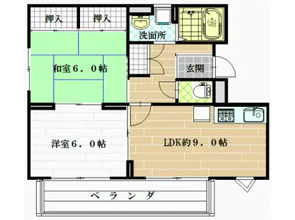 プレアール南亀井II(2LDK/3階)の間取り写真