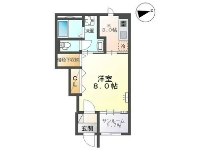 ノールハイム(1K/1階)の間取り写真