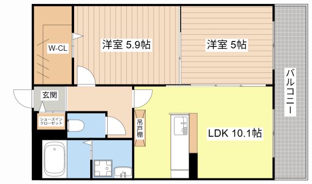 ＪＲ東海道本線 野洲駅 徒歩9分 3階建 築12年(2LDK/3階)の間取り写真