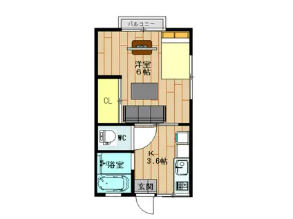ファーニッシュド・ステイ諏訪城南1(1K/2階)の間取り写真