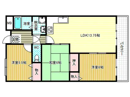 アルシモンテ滝谷(3LDK/6階)の間取り写真