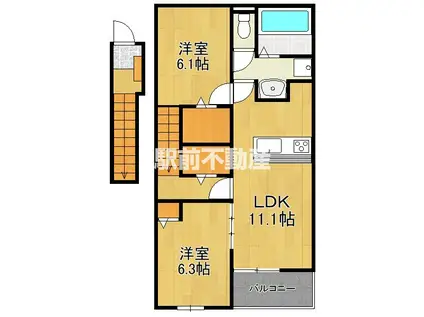 ヒカルサ鳥栖今泉サウス(2LDK/2階)の間取り写真
