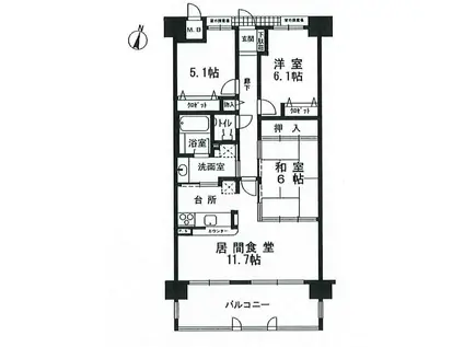 本山アーバンライフ(2SLDK/5階)の間取り写真