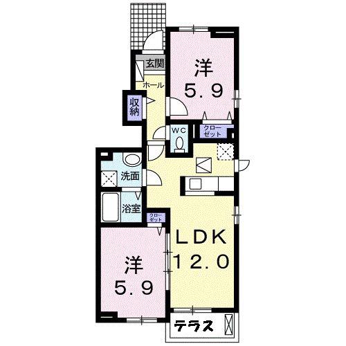 フローラル エイト(2LDK/1階)の間取り写真