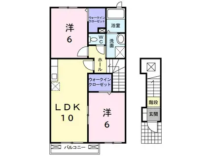 メゾン・フレーシュB棟(2LDK/2階)の間取り写真