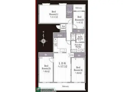エストラーセ長池2号棟(4LDK/5階)の間取り写真