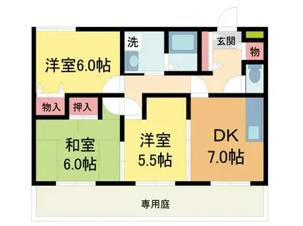 ハイム屋敷本(3DK/1階)の間取り写真