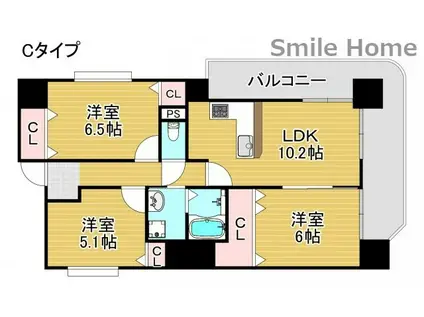 クリア・クレセント住之江(3LDK/9階)の間取り写真