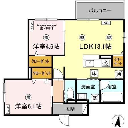 CAMPANELLA温品(2LDK/1階)の間取り写真