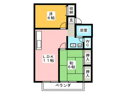 夏梅ビレッジA棟(2LDK/1階)の間取り写真