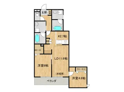 プレミアメゾン(2LDK/3階)の間取り写真