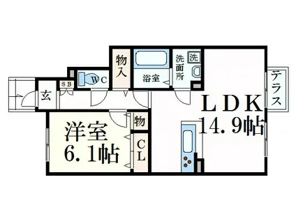 ラインハイト(1LDK/1階)の間取り写真